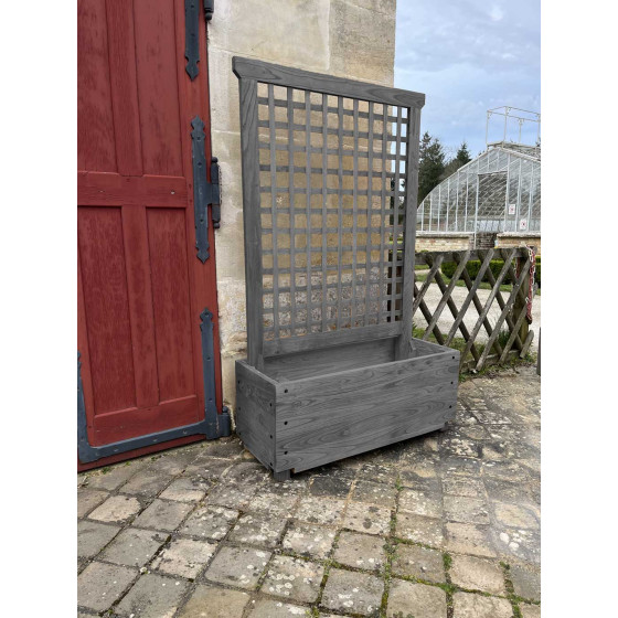 jardinière avec treillis gris anthracite