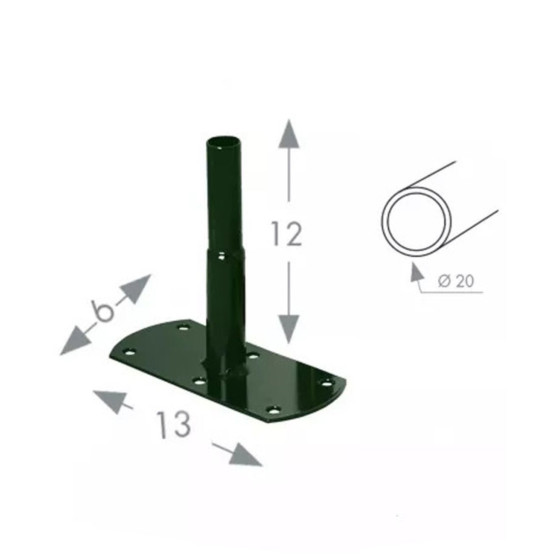 Dimension du pied de fixation rond vert