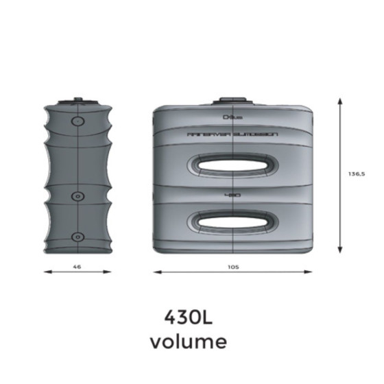 Dimensions récupérateur d'eau de pluie 430L
