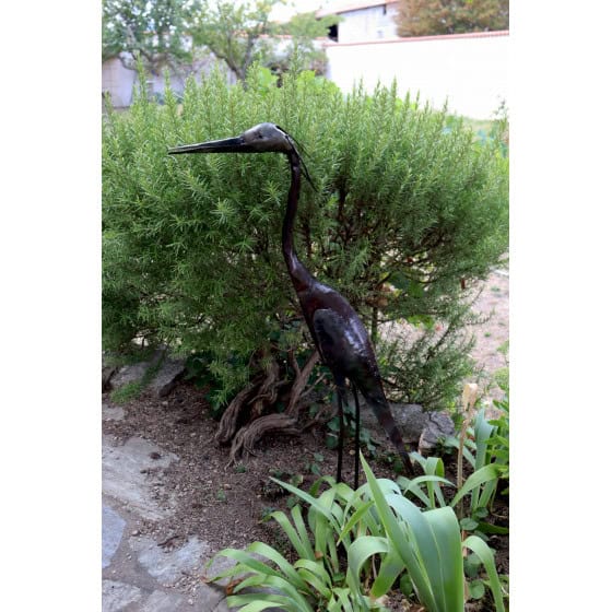 sculpture heron metal