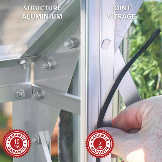 Serre aluminium verre 8,10 m² avec embase Carvi