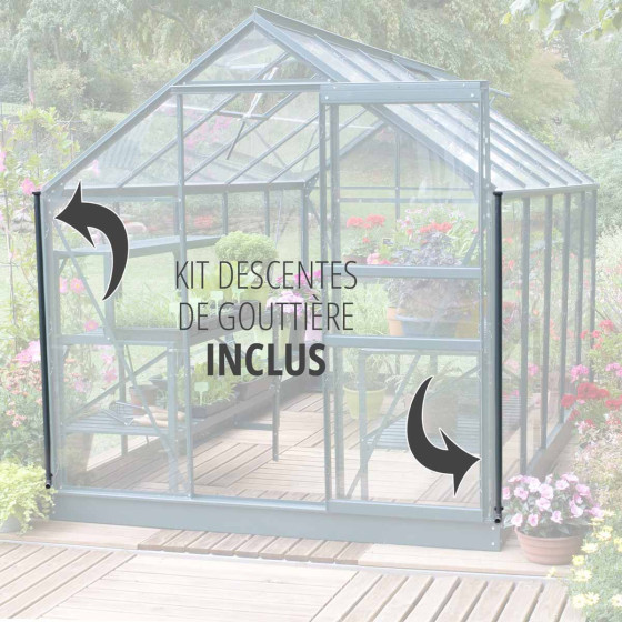Serre de jardin avec gouttière