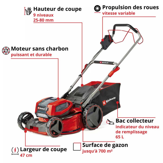 Tondeuse sans fil 4 batteries 2 chargeurs18 V Lithium Einhell