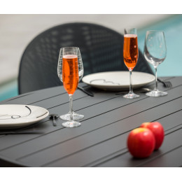 Ensemble table et fauteuil de jardin gris anthracite