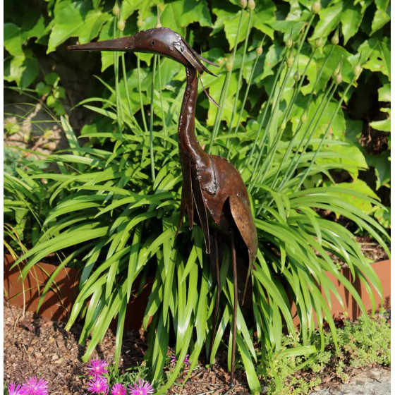 Heron en metal petit modele debout
