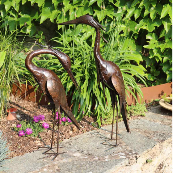 Duo de heron decoratif en metal