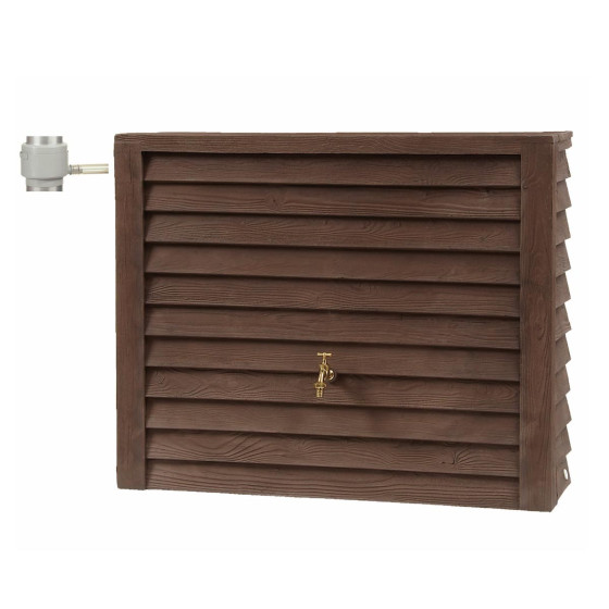 recuperateur d'eau de pluie mural bois fonce 350 litres