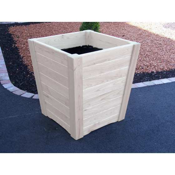 bac à fleurs en bois conique couleur blanc