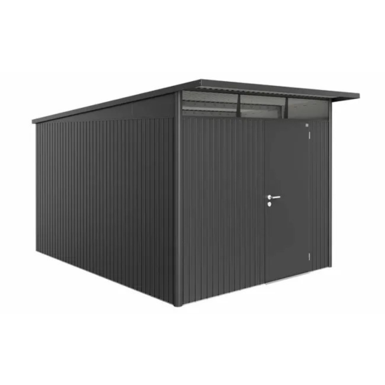 abri de jardin metal haut de gamme AvantGarde 8,37 m² gris fonce metallique