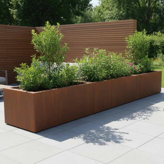 3 jardinieres en acier corten Fabrique en France