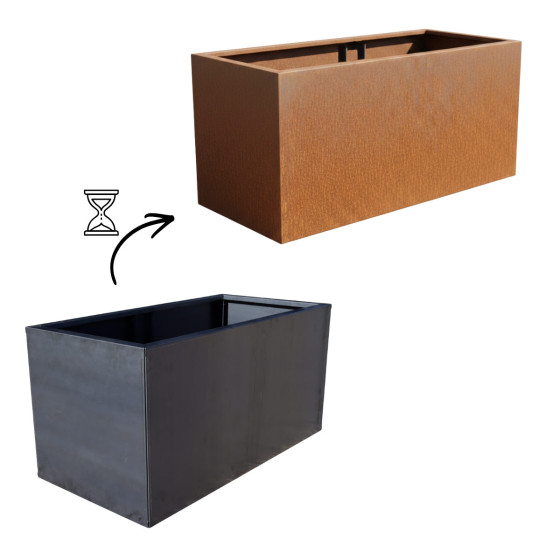 jardiniere en acier corten pour jardin