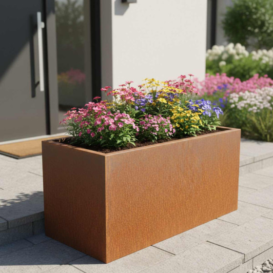 bac a fleurs rectangulaire acier