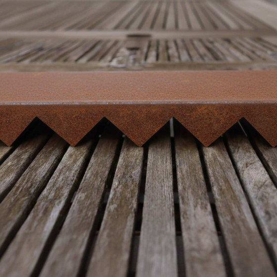 Bordure de tonte plate acier corten avec bords crantés 4 cm