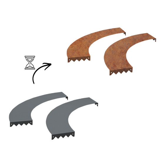 Tour d'arbre acier noir evolution acier corten rouille