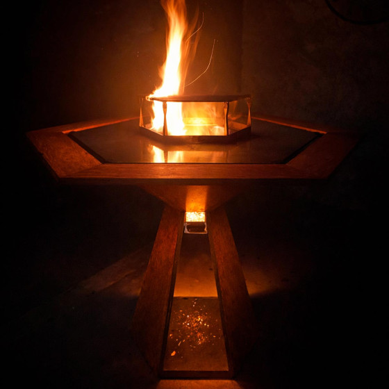 brasero pour terrasse en acier corten