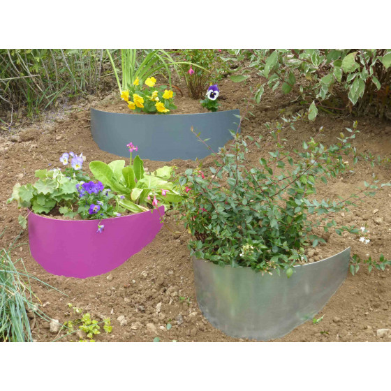 Lot de 3 bordures de jardin demi lune