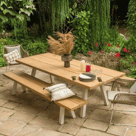 grande table de jardin en teck rectangulaire SEYCHELLES
