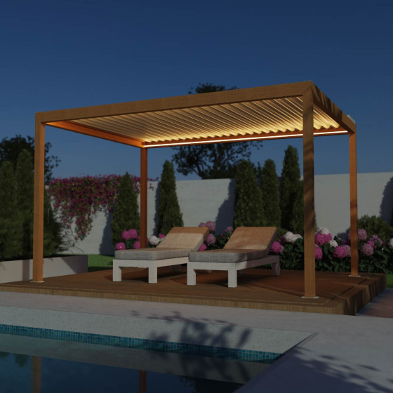 pergola aluminium bioclimatique avec bandeau LED