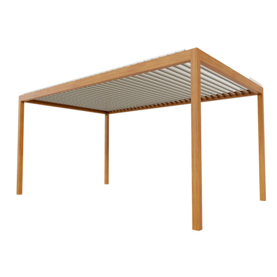 pergola bioclimatique lame orientable imitation bois