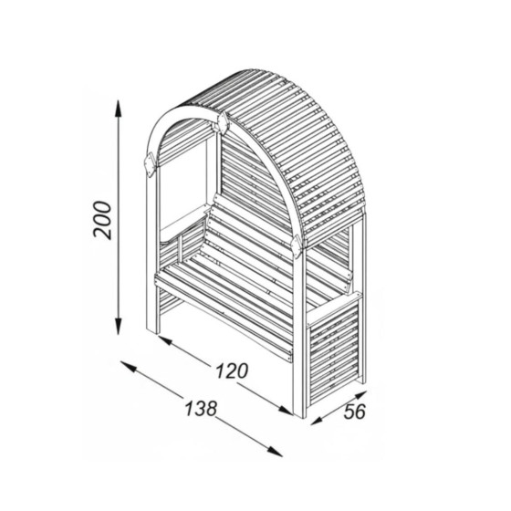 banc tonnelle de jardin hauteur 200 cm 2 places sans treillis