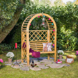 pergola avec banc de jardin en bois traite autoclave