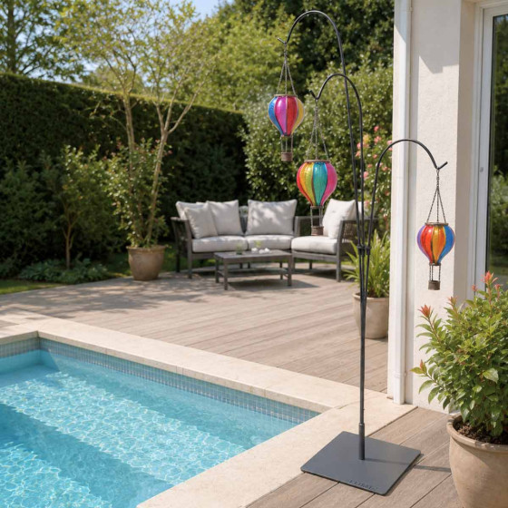support pour lampe solaire montgolfiere