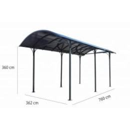 Carport aluminium gris pour camionnette, camping-car, caravane