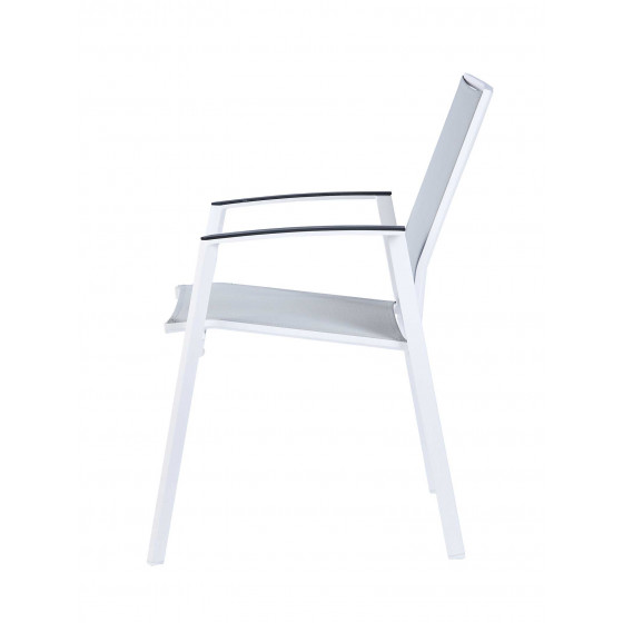 Ensemble table et chaise de jardin en aluminium et verre blanc Albi