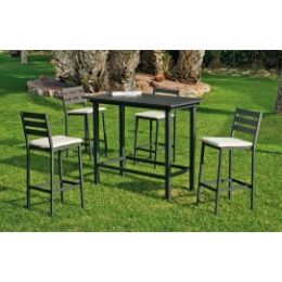 Ensemble mange debout exterieur et 4 chaises en aluminium