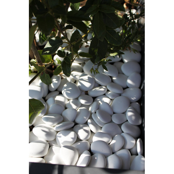 Galet de jardin décoratif blanc en plastique recyclé φ 3-4 c