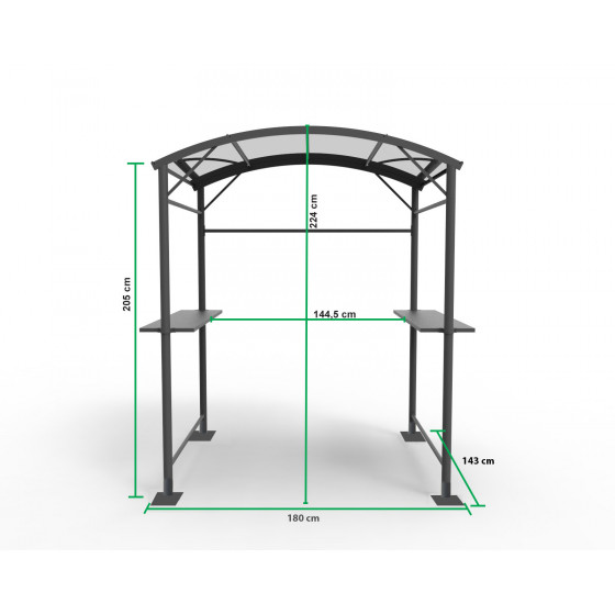 Carport en acier gris anthracite pour barbecue