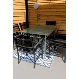 Tapis d'extérieur pour terrasse gris et blanc 120 cm x 180 cm