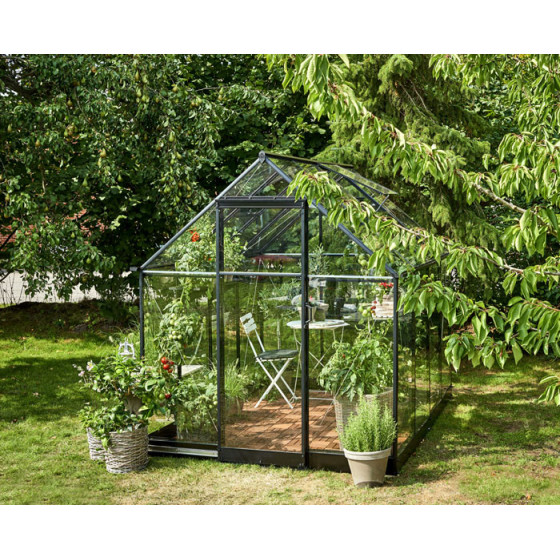 Serre de jardin en verre et aluminium noir 5,1 m²