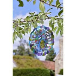 Mobile a vent pour jardin décor paon diamètre 30 cm