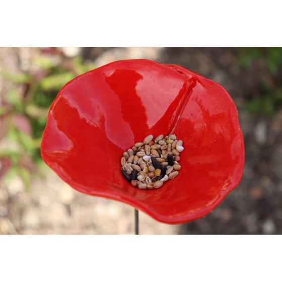 Coquelicot en céramique sur tige diamètre 10 cm