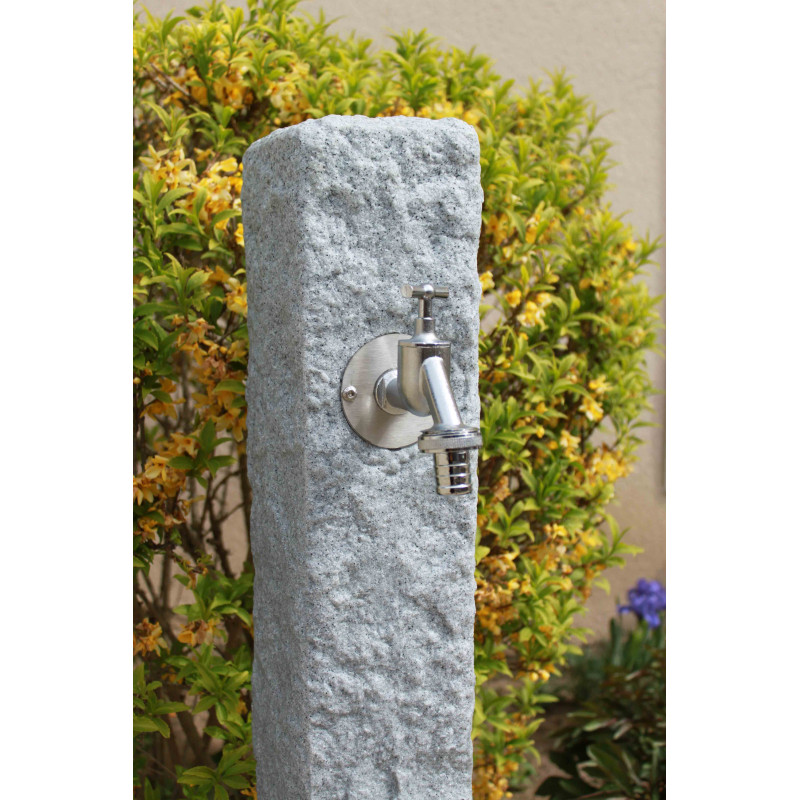 Fontaine de jardin Garantia Granit en polyéthylène aspect pierre naturelle  coloris gris foncé H.100 cm