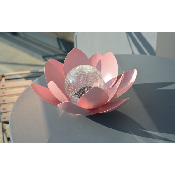 Lampe solaire en fleur de lotus rose