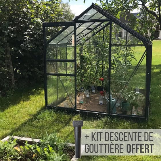 Serre de jardin en verre trempé et aluminium avec embase 3,7 m² et 4,9 m²