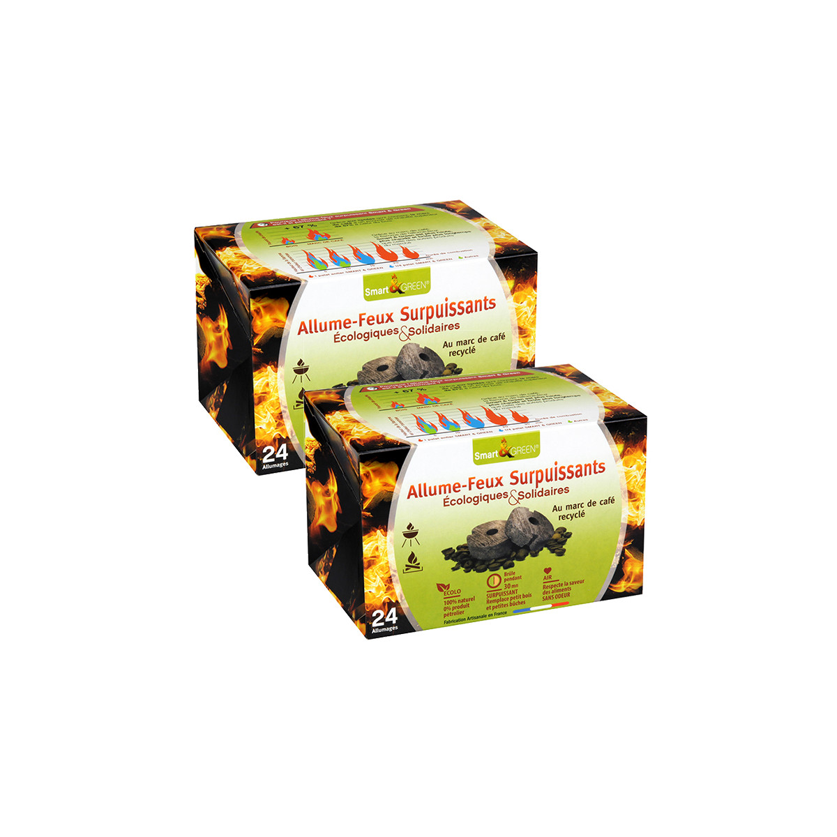 Noir Pack of 200 Fire up Natural Sustainabble Firelighters Boîte de 200 Allume-Feux naturels durables 