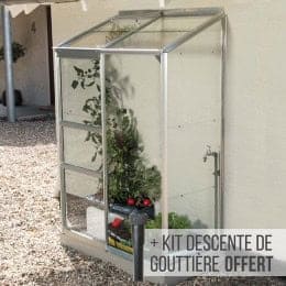 Serre adossée en verre trempé et aluminium couleur gris anthracite