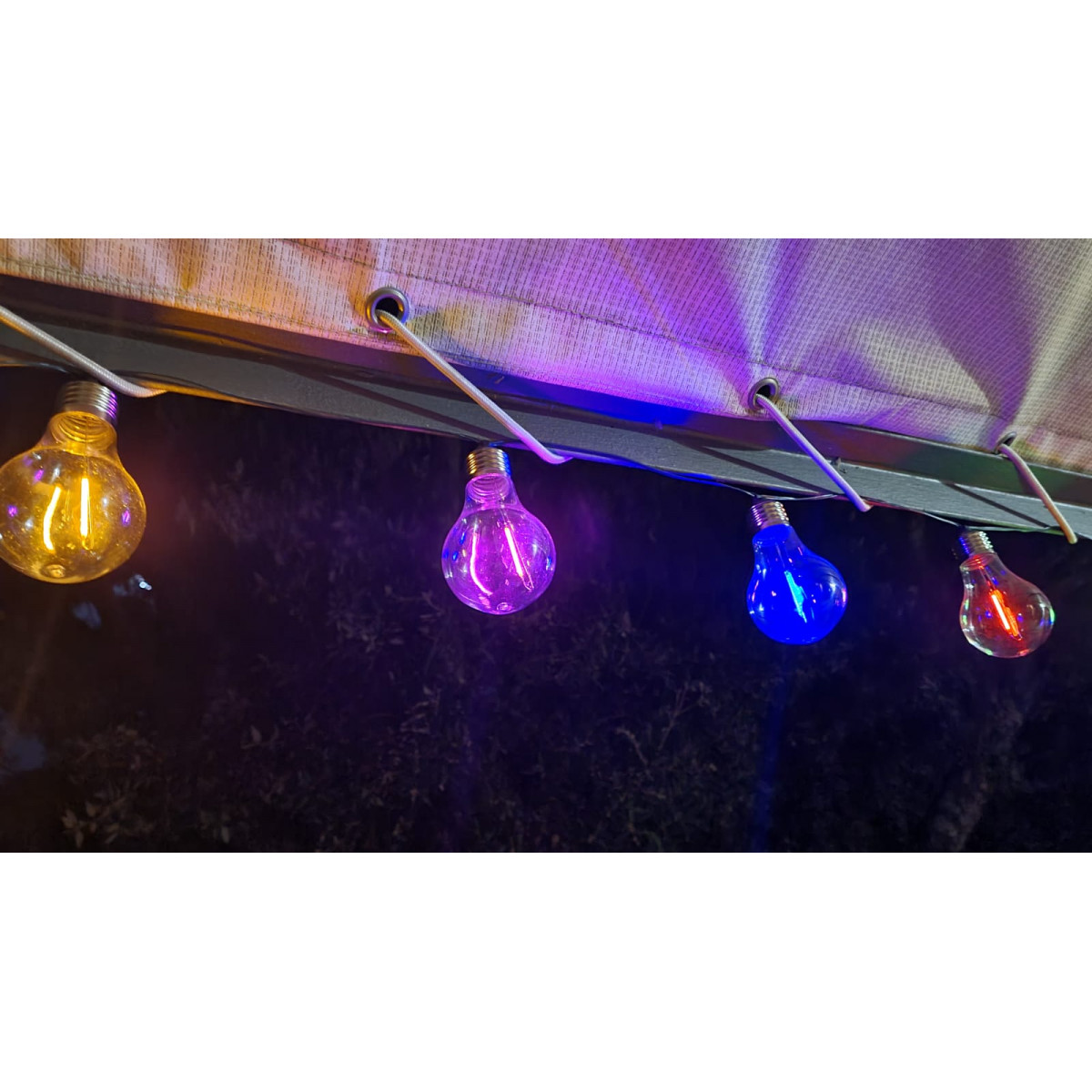 Guirlande guinguette solaire 15 Ampoules LED Multicolores