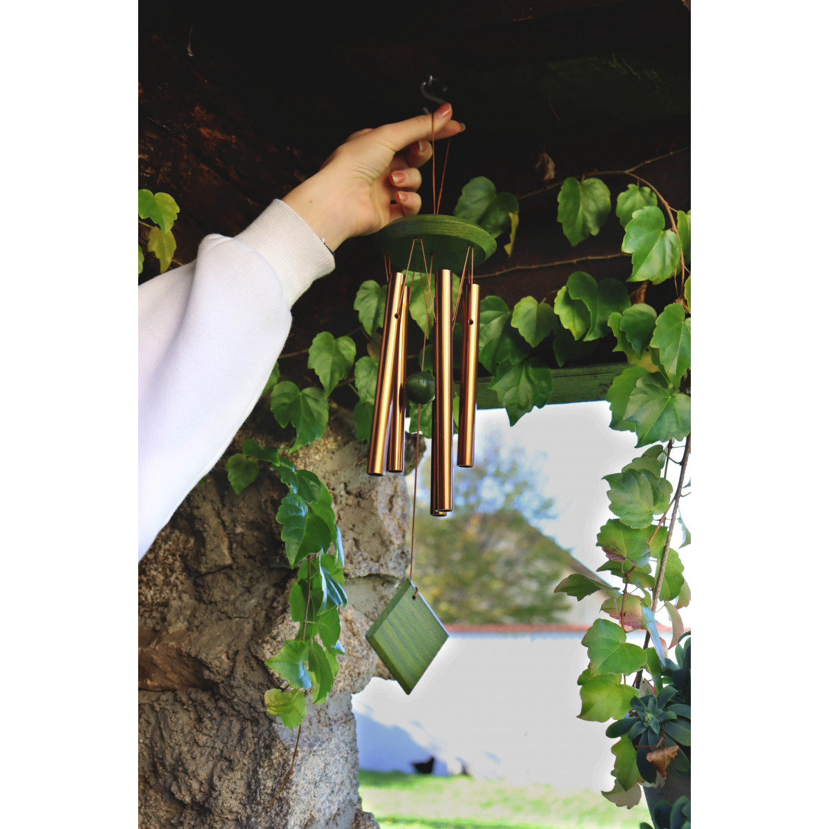 QTMY Carillon à vent pour décoration extérieure de jardin, nid d