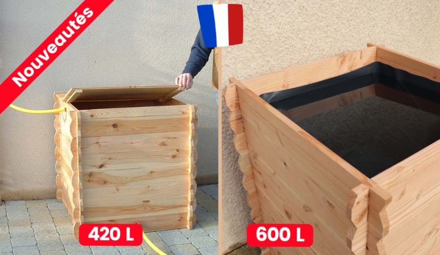 Récupérez l'eau de pluie dans une réserve d'eau en bois français !