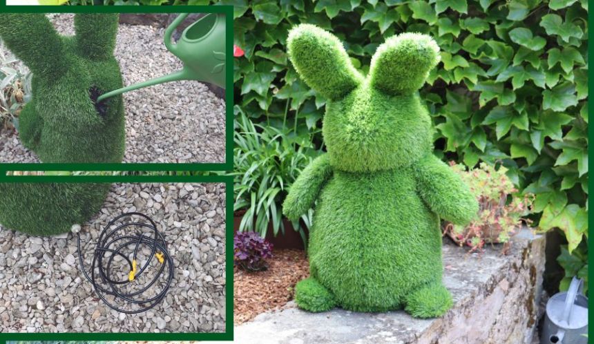 Lapin en gazon synthétique et système d'arrosage !