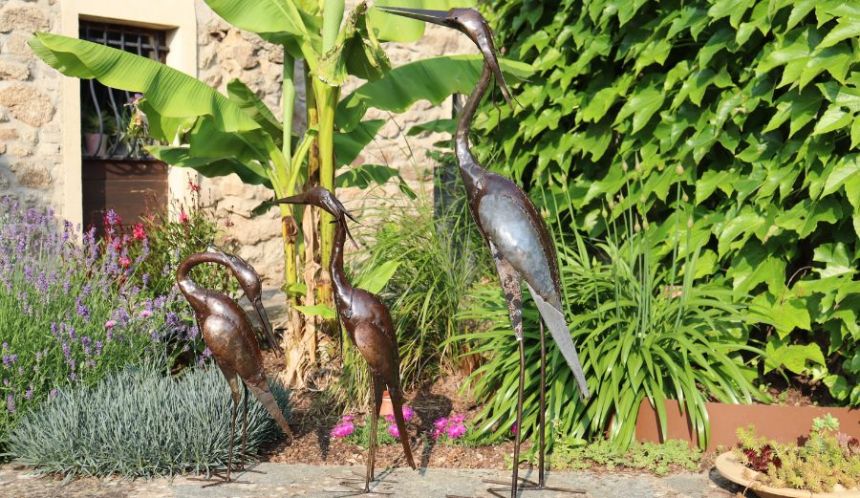 Un beau héron décoratif en métal !